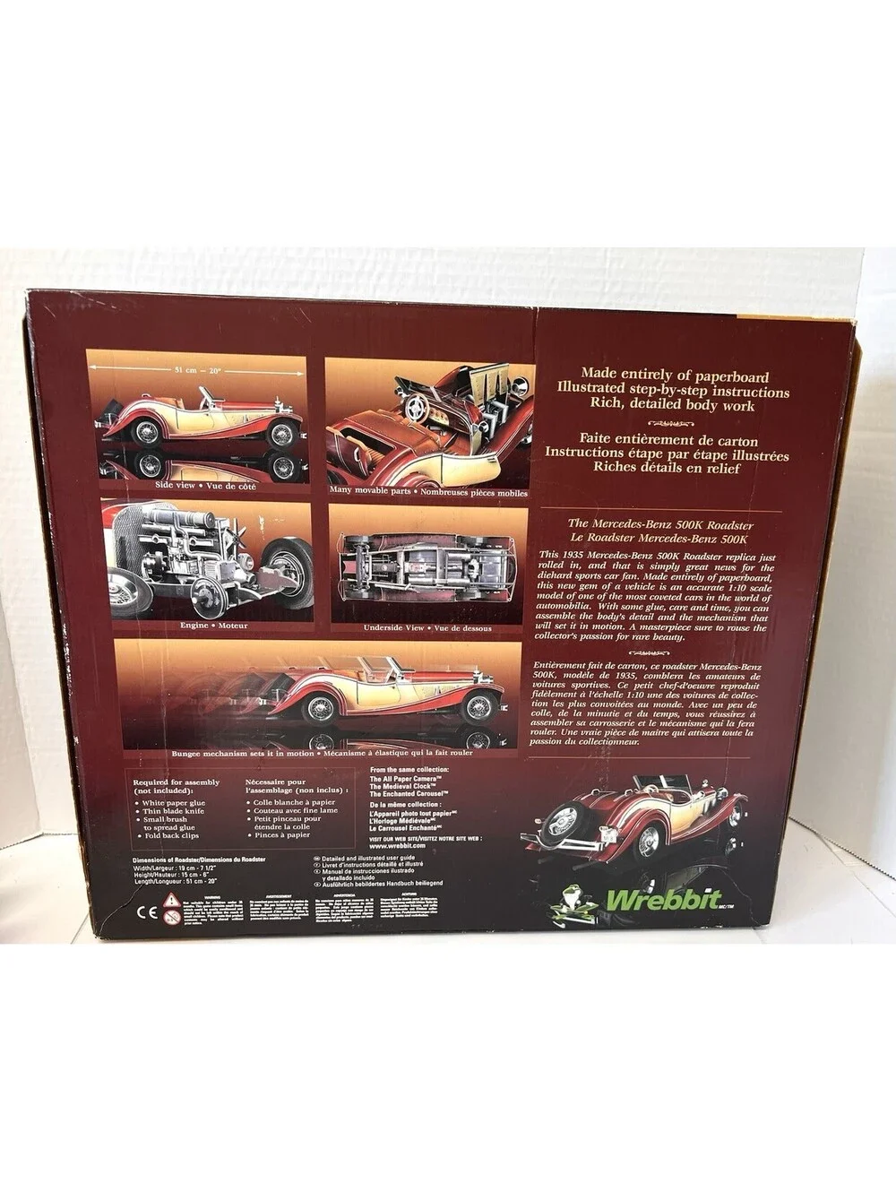 WREBBIT 1:10 Mercedes Benz Roadster 500K Model - Built Art Collection New Open